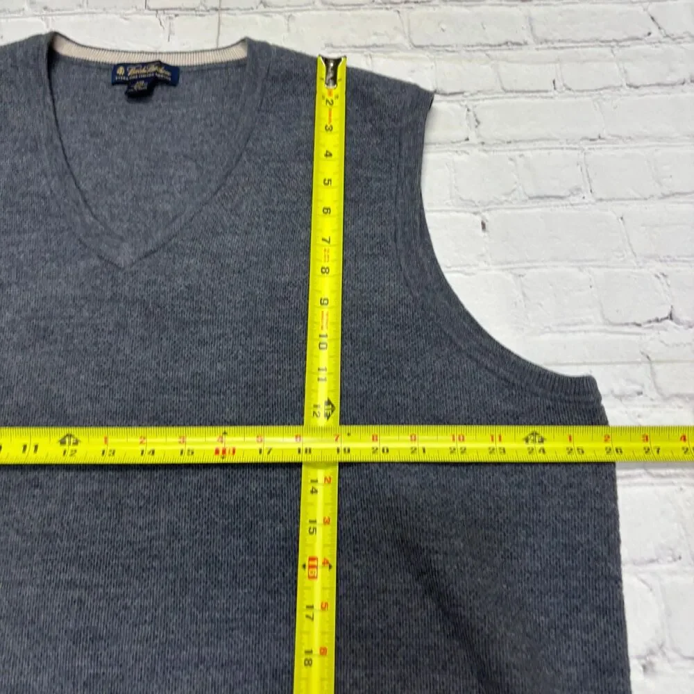 Brooks Brothers Men 100% Merino Wool Sweater Vest XXL 2XL Gray D129 -17